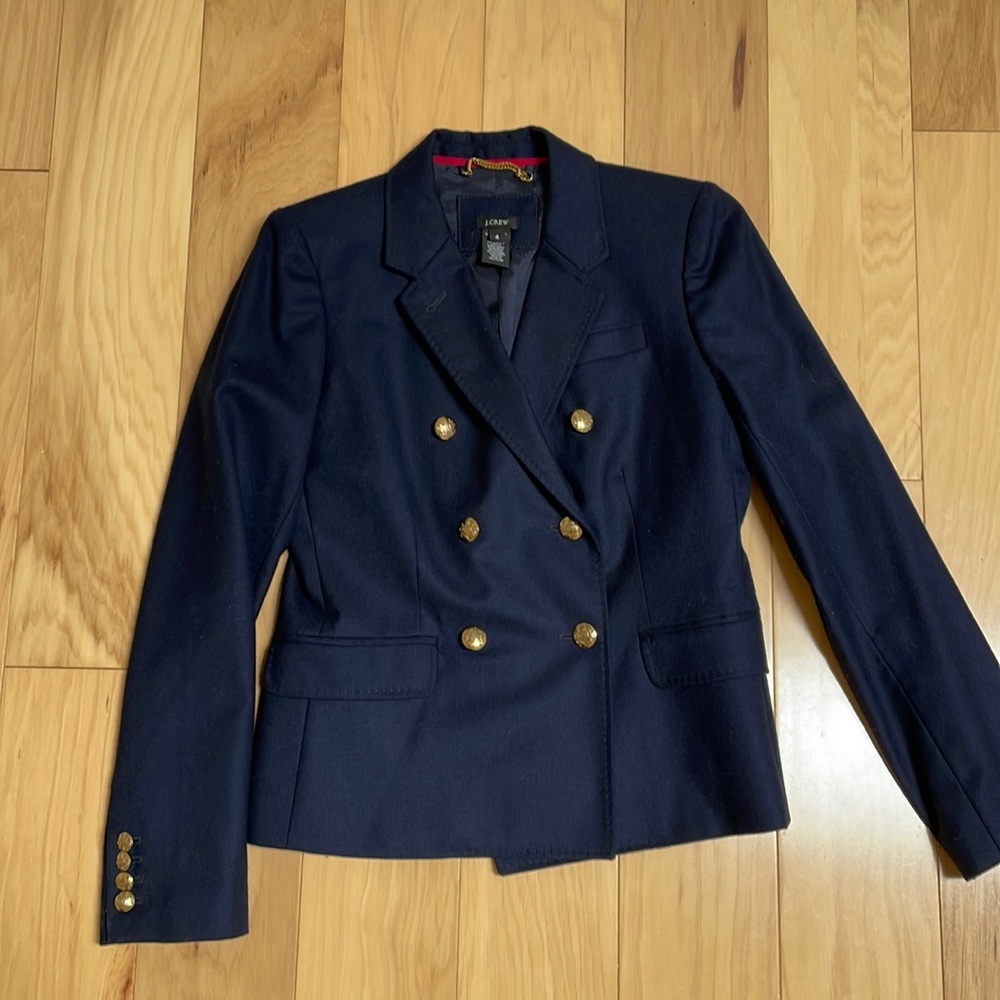 J Crew Double breasted Navy Wool Blazer